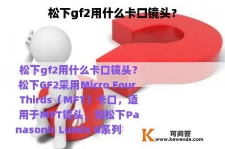 松下gf2用什么卡口镜头？