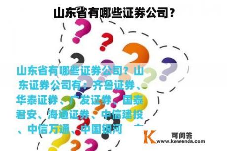 山东省有哪些证券公司？