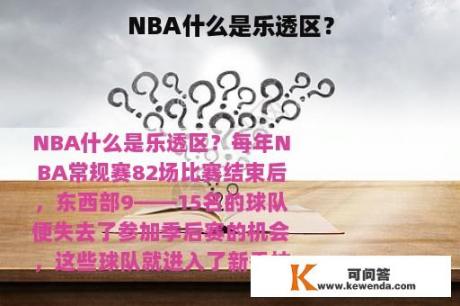 NBA什么是乐透区？