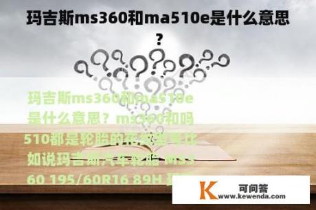 玛吉斯ms360和ma510e是什么意思？