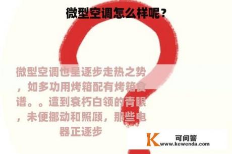 微型空调怎么样呢？