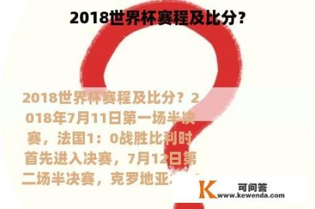 2018世界杯赛程及比分？