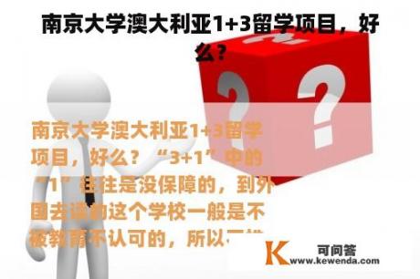 南京大学澳大利亚1+3留学项目，好么？