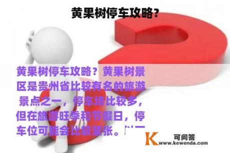 黄果树停车攻略？