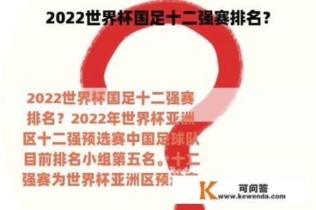 2022世界杯国足十二强赛排名？