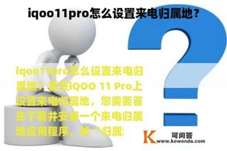 iqoo11pro怎么设置来电归属地？