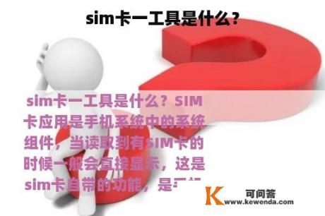 sim卡一工具是什么？