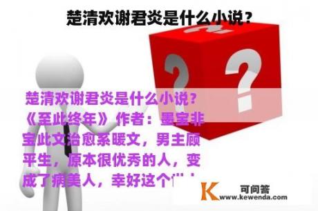 楚清欢谢君炎是什么小说？