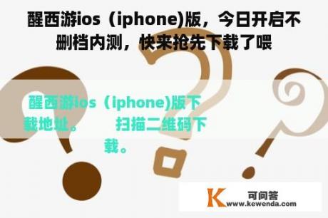 醒西游ios（iphone)版，今日开启不删档内测，快来抢先下载了喂