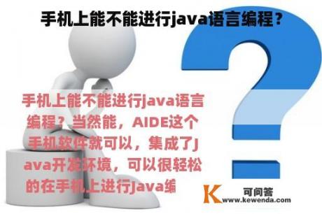 手机上能不能进行java语言编程？