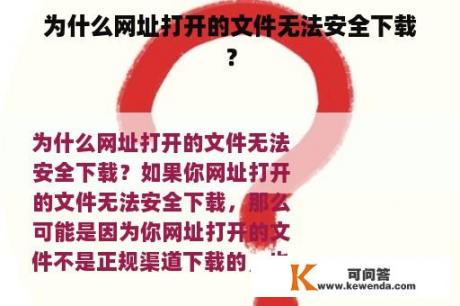 为什么网址打开的文件无法安全下载？