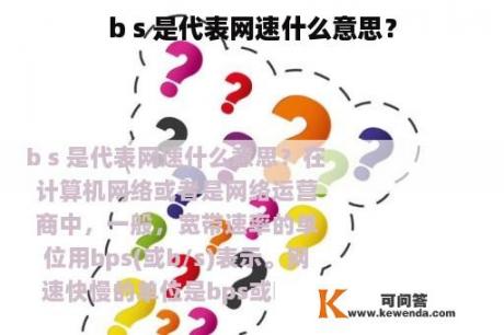 b s 是代表网速什么意思？