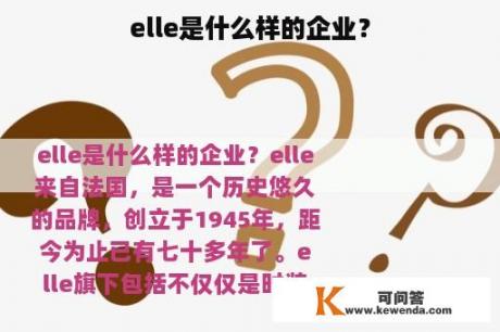 elle是什么样的企业？