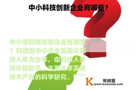 中小科技创新企业有哪些？