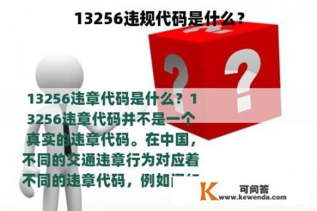 13256违规代码是什么？