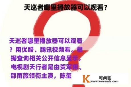 天巡者哪里播放器可以观看？