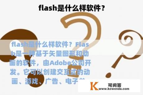 flash是什么样软件？