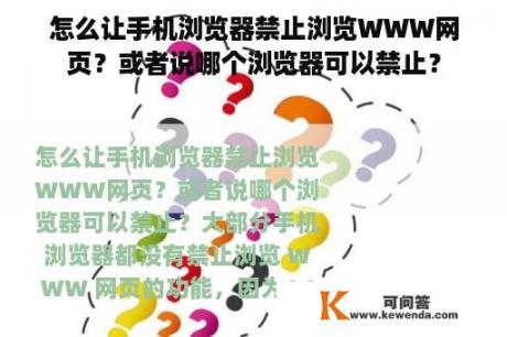 怎么让手机浏览器禁止浏览WWW网页？或者说哪个浏览器可以禁止？