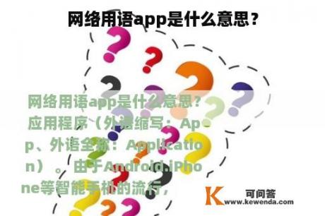 网络用语app是什么意思？