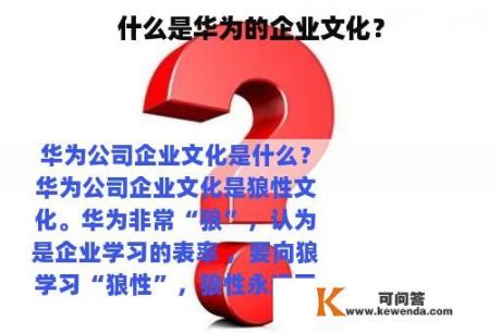 什么是华为的企业文化？