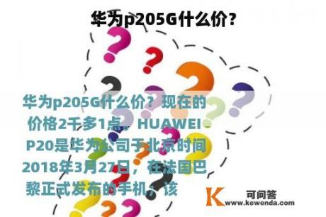 华为p205G什么价？