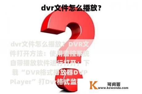 dvr文件怎么播放？