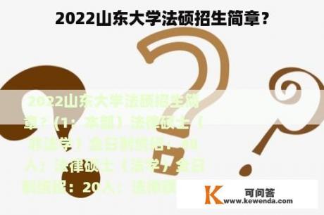 2022山东大学法硕招生简章？