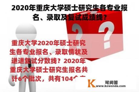 2020年重庆大学硕士研究生各专业报名、录取及复试成绩线？