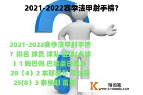 2021-2022赛季法甲射手榜？