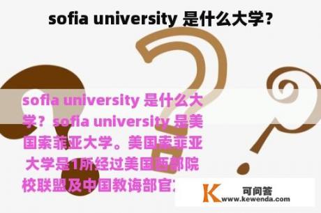 sofia university 是什么大学？