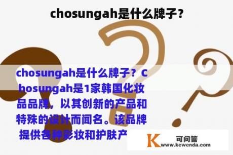 chosungah是什么牌子？