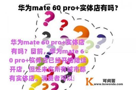 华为mate 60 pro+实体店有吗？