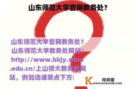 山东师范大学官网教务处？