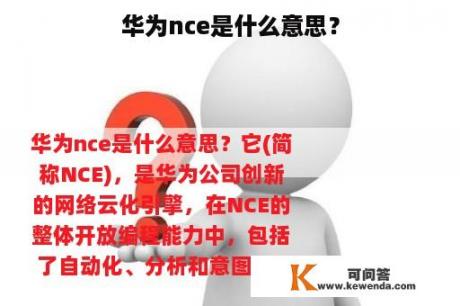 华为nce是什么意思？