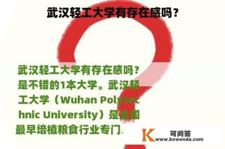 武汉轻工大学有存在感吗？