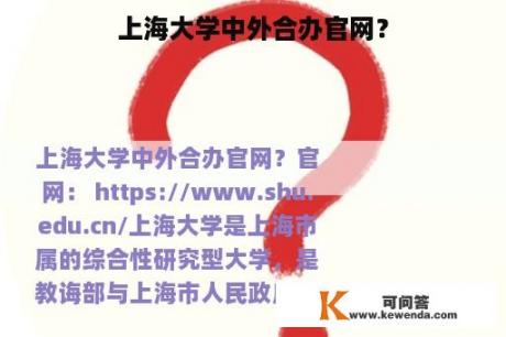 上海大学中外合办官网？