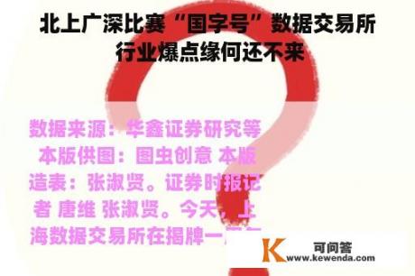 北上广深比赛“国字号”数据交易所 行业爆点缘何还不来