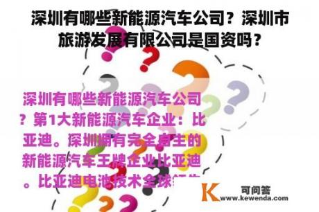 深圳有哪些新能源汽车公司？深圳市旅游发展有限公司是国资吗？