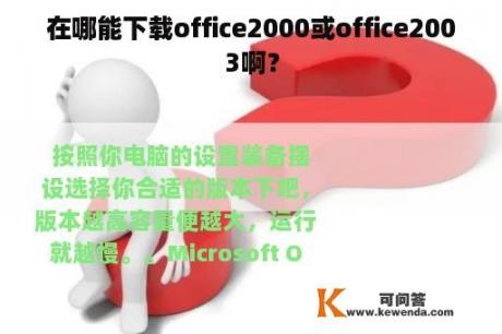 在哪能下载office2000或office2003啊？