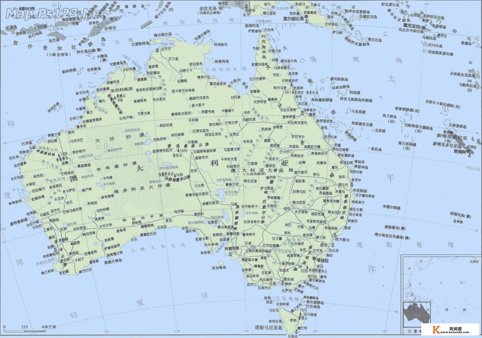 澳大利亚在地图的什么位置？澳大利亚在全球 地图的位置？