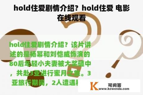 hold住爱剧情介绍？hold住爱 电影在线观看