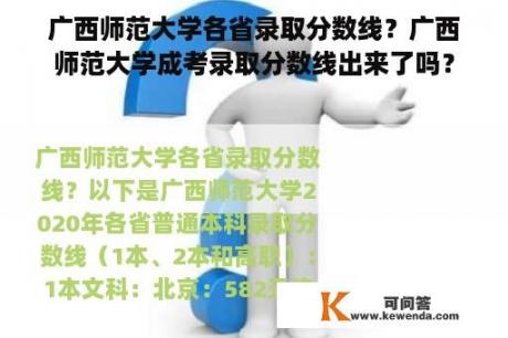 广西师范大学各省录取分数线？广西师范大学成考录取分数线出来了吗？