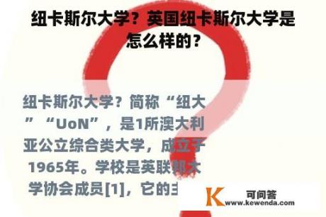 纽卡斯尔大学？英国纽卡斯尔大学是怎么样的？