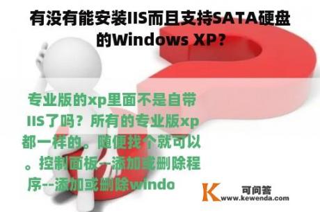 有没有能安装IIS而且支持SATA硬盘的Windows XP？