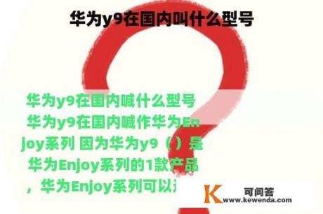 华为y9在国内叫什么型号