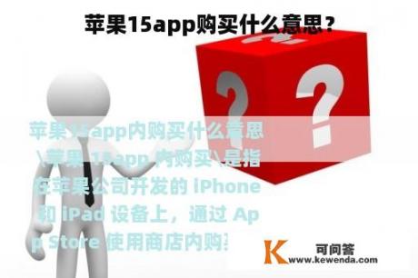 苹果15app购买什么意思？