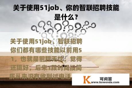 关于使用51job、你的智联招聘技能是什么？