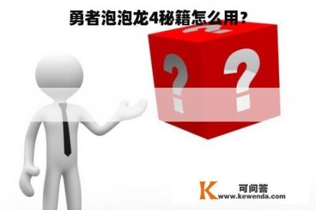 勇者泡泡龙4秘籍怎么用？