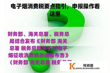 电子烟消费税要点指引，申报操作看这里