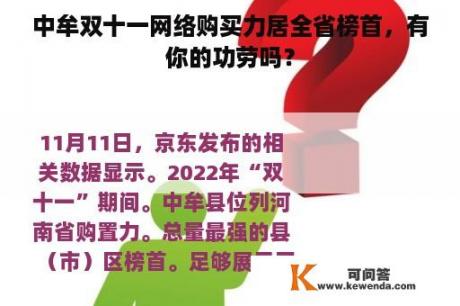 中牟双十一网络购买力居全省榜首，有你的功劳吗？